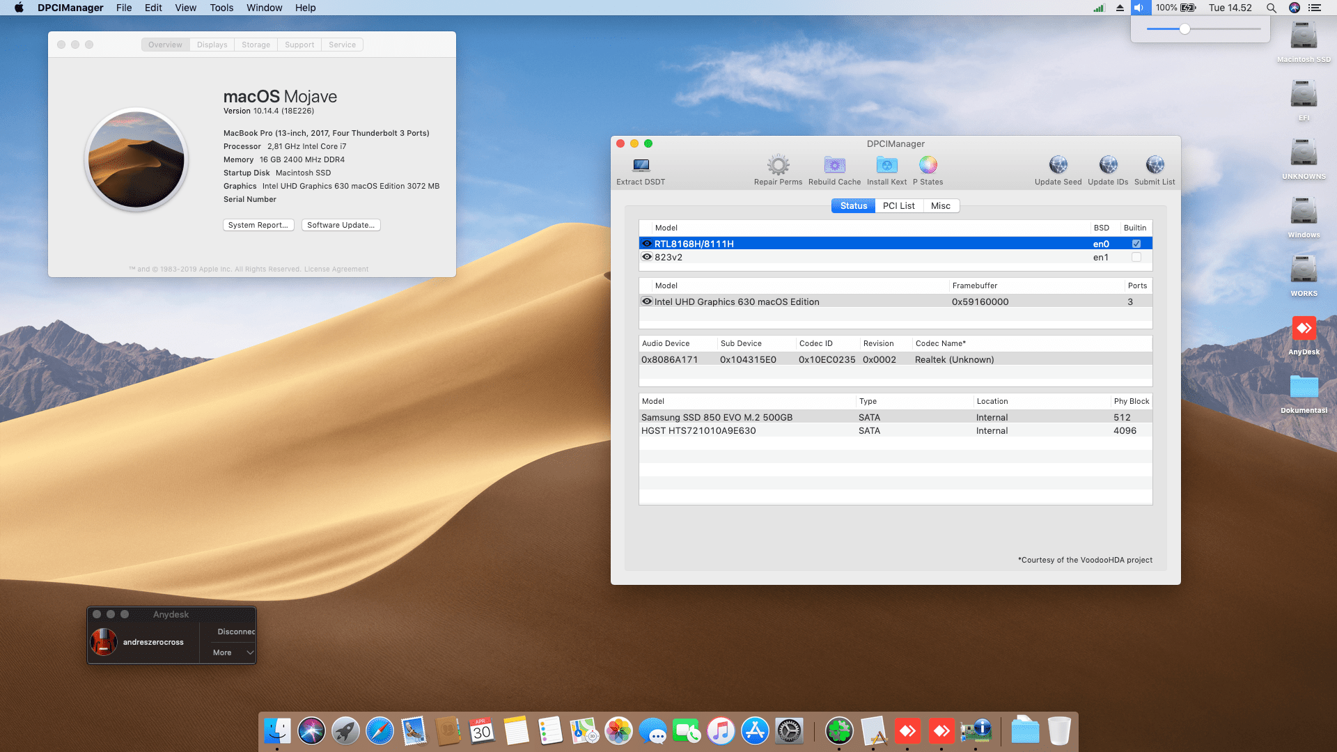 Success Hackintosh macOS Mojave 10.14.4 Build 18E226 at Asus ROG GL553VD-FY380